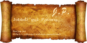 Jobbágyi Patony névjegykártya